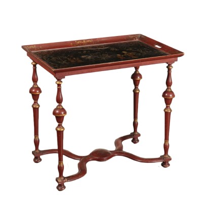 Eastern Coffee Table with Tray Lacquered Wood 19th Century