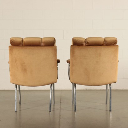 Chairs with Foam Padding Velvet Cover Metal Legs 1960s-1970s