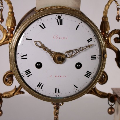 Table Clock Gilded Bronze and White Marble France 18th Century