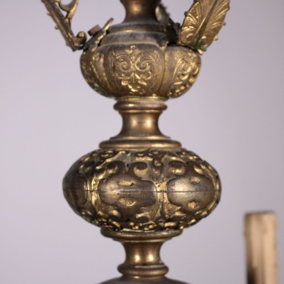 Lustre Bronze forgé Cristal Vingt -quatre points lumières Italie '900