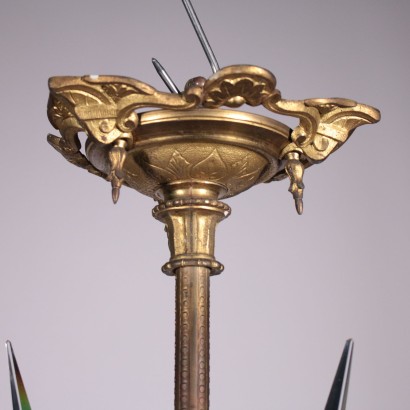 Lustre Bronze forgé Cristal Vingt -quatre points lumières Italie '900
