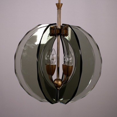 Ceiling Lamp Brass and Glass 1960s