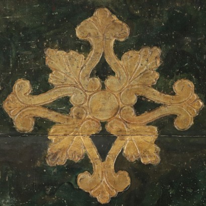 Decorated Panel Lacquered Wood Italy 18th Century
