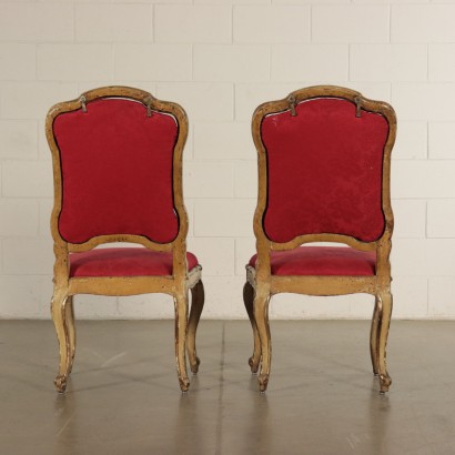 Pair of Louis XV Chairs Lacquered Wood Italy 18th Century