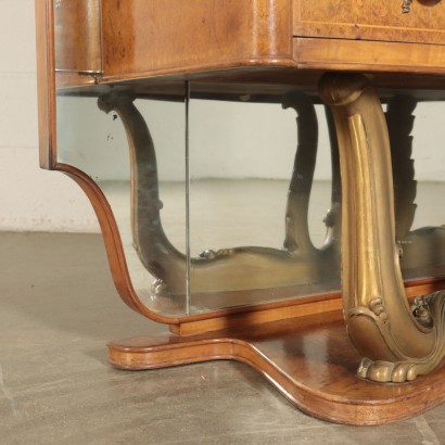 Dressing Table Burl Veneer and Glass Italy 1940s-1950s