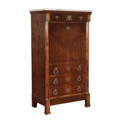 Secretaire Walnut and Marble Late 19th Century