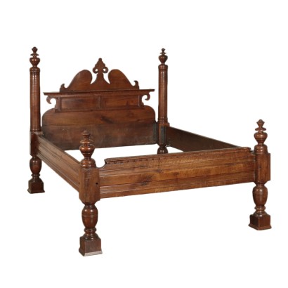 Queen Size Bed Walnut Italy 19th-20th Century