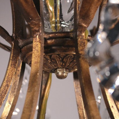 Chandelier with Eight Arms Iron and Glass First Half 20th Century