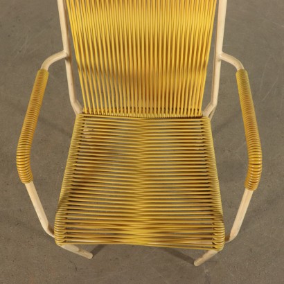 Chaise avec Accoudoirs Métal laqué Corde plastifiée Italie Années 60