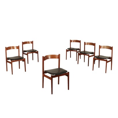 Chairs Teak Foam and leatherette 1960s Italian Prodution