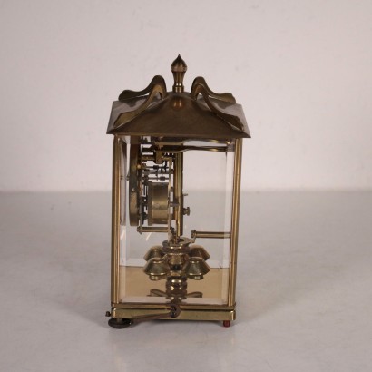 Table Clock Auug.Schatz and Sohn Brass and Glass Germany 1950s