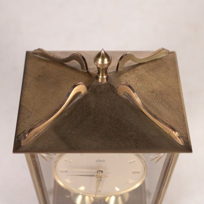Table Clock Auug.Schatz and Sohn Brass and Glass Germany 1950s