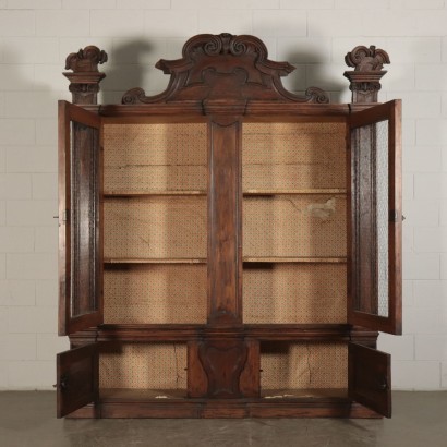 Two-Bodies Bookcase, Walnut, Italy 20th Century