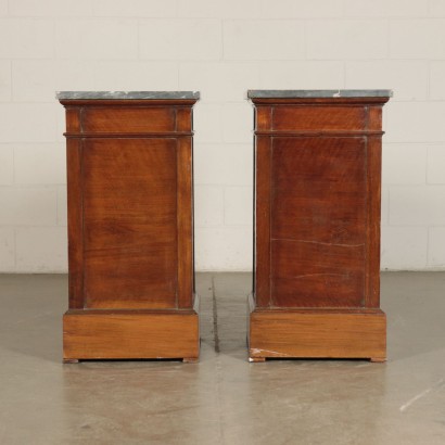 Pair of Empire Bedside Tables Walnut and Marble Italy 19th Century
