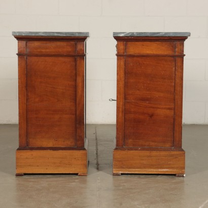 Pair of Empire Bedside Tables Walnut and Marble Italy 19th Century