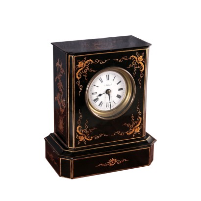 Table Clock Ebonized Wood France 19th Century