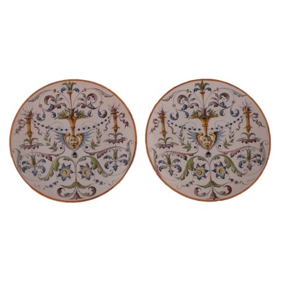 Pair of Ginori Plates Ceramic Italy 19th-20th Century
