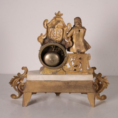 Horloge de Table Antimoine doré Marbre S.Marti & C. France Fin '800