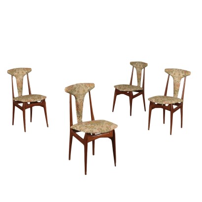 Chairs Mahogany Foam and Fabric 1950s Italian Prodution