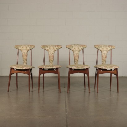 Gruppe von 4 Stühlen Mahagoni Italien 1950er