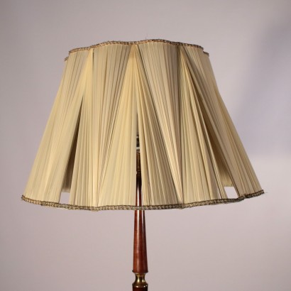 Lamp Wood Marble Brass and Fabric Italy 1950s Italian Prodution