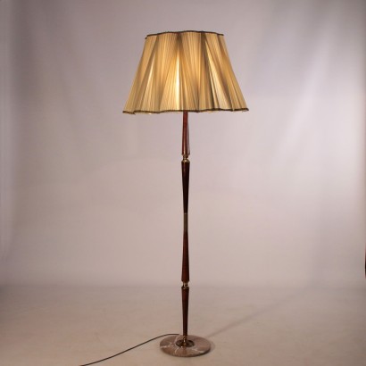 Lamp Wood Marble Brass and Fabric Italy 1950s Italian Prodution