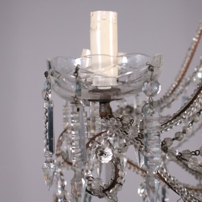 10 Arms Chandelier, Iron and Glass, Italy 20th Century