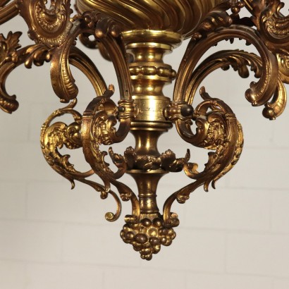 Grand Lustre Bronze doré Italie Fin'800