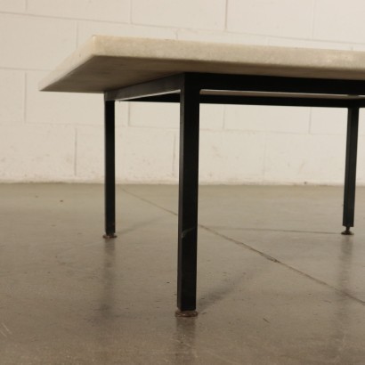 Petite Table Structure Métallique Laiton Marbre Italie Années 60