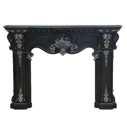 Fireplace Carve in Black Marble of Belgium Netherlands 19th Century