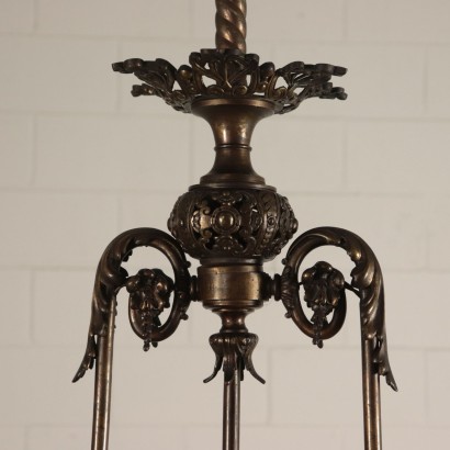 Liberty Chandelier Bronze and Glass Italy 20th Century
