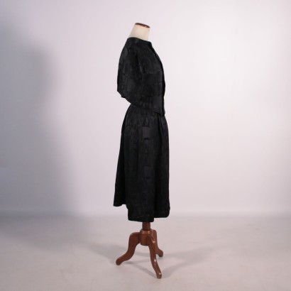 Robe de Cocktail Vintage Soie noire Italie Années 50