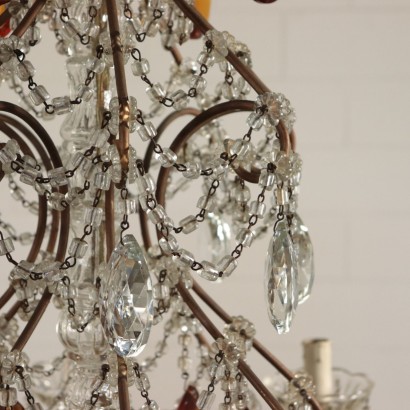 Eight Arms Chandelier, Iron and Glass Italy 20th Century