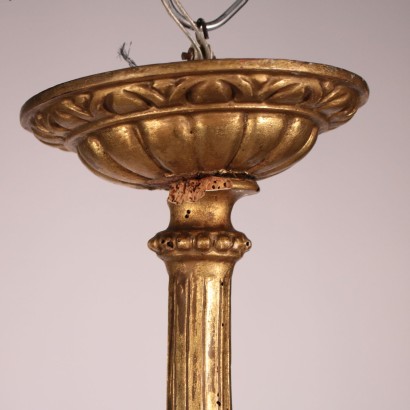 Lustre à six Bras Bois sculpté doré Italie Première moitié '900