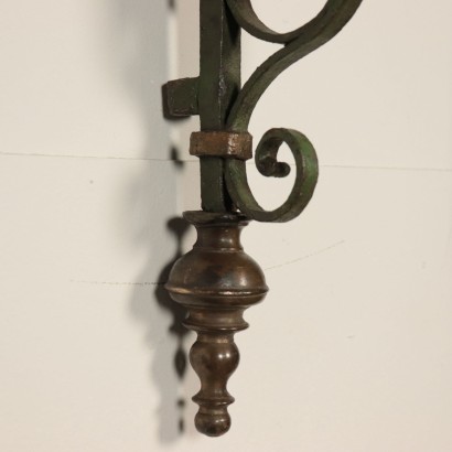 Flag Lamp Holder Wrought Iron and Bronze Italy 19th Century