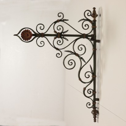 Flag Lamp Holder Wrought Iron and Bronze Italy 19th Century