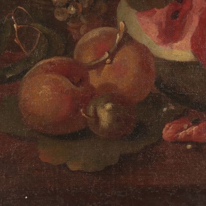Still life with watermelon and grapes.