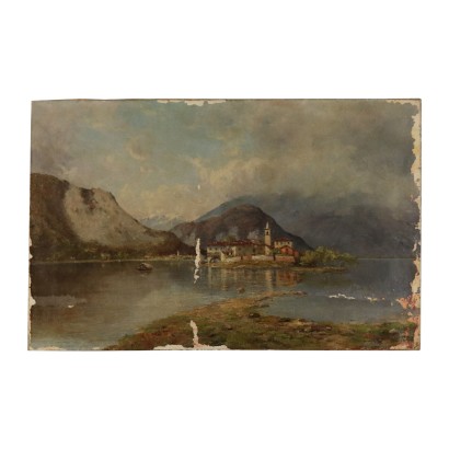 Landscape attributable to Silvio Poma, Oil on Canvas, 19th Century