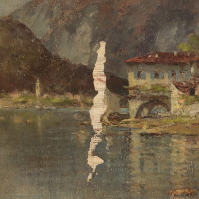 Landscape attributable to Silvio Poma, Oil on Canvas, 19th Century
