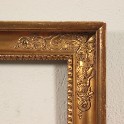 Engraved Frame, Gilded Wood Italy 19th Century