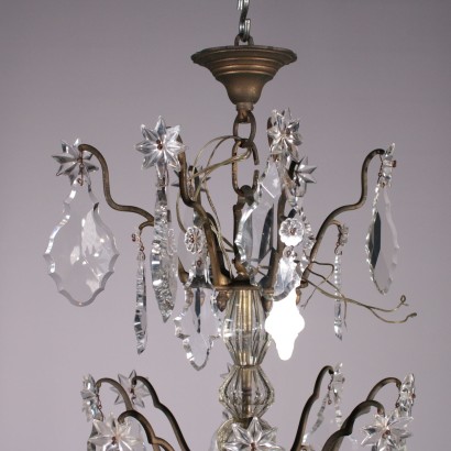 12 Light Spots Chandelier Bornze and Glass Italy 19th Century