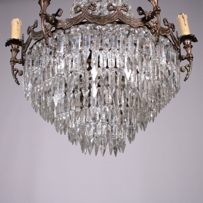 Hot-Air Baloon Chandelier Bronze and Glass Italy 20th Century