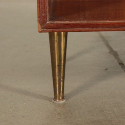 Bedside Tables Mahogany Venner, Glass and Brass Italy 1950s