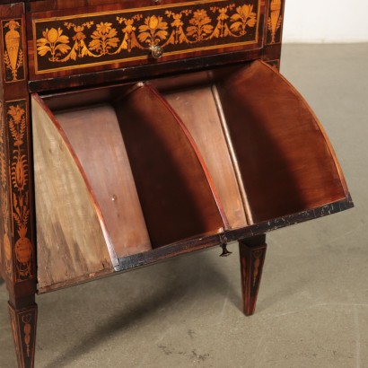 Neoclassical Bedside Table Various Wood Essences, Marbel Italy 19th Ce