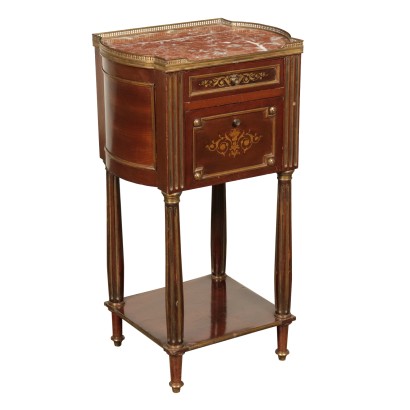 Center Bedside Table, Mahogany Marble and Brass France 19th Century