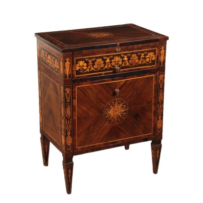 Neoclassical Bedside Table Various Wood Essences, Marbel Italy 19th Ce
