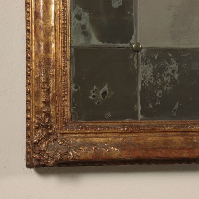 Wall Mirror with Carvings, Gilded Wood Italy 19th Century