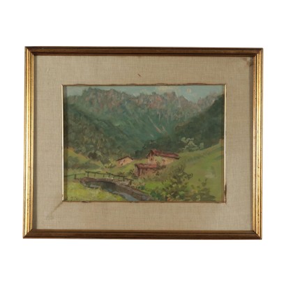 Landscape, Oil on Hardboard Angelo Fiessi 29th Century