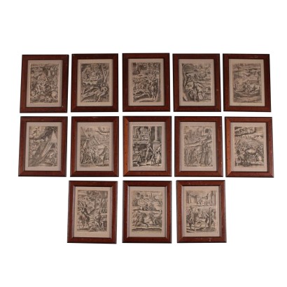 Group of thirteen engravings from the 17th century