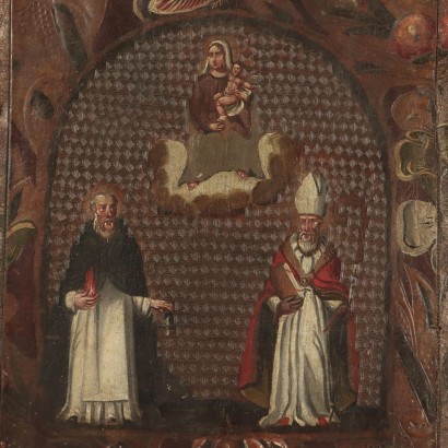 Painted Leather Panel, 17th Century